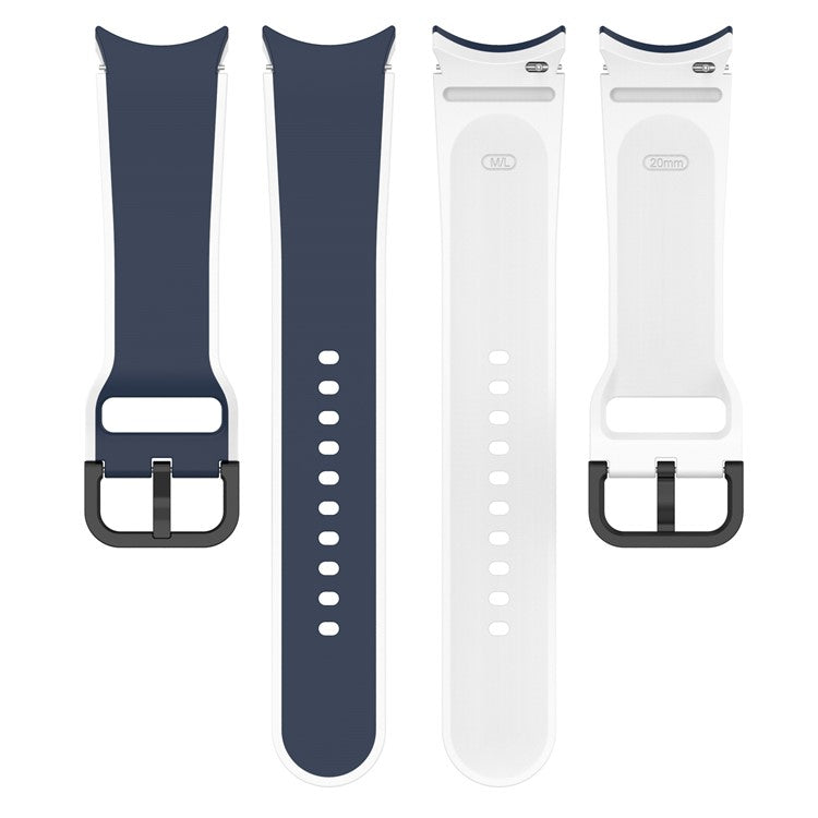 For Samsung Galaxy Watch6 40mm 44mm / Watch6 Classic 43mm 47mm / Watch 5 40mm 44mm / 5 Pro 45mm / Watch4 40mm 44mm Breathable Soft Silicone Watch Band Dual Color Sport Watch Strap - Midnight Blue /  White