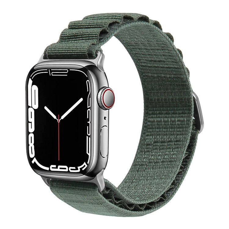 For Apple Watch Series 10 46mm / Ultra 2 Ultra 49mm /  Series 9 8 7 45mm / 6 5 4 SE (2023) SE (2022) SE 44mm / 3 2 1 42mm Braided Nylon Smart Watch Band Wrist Strap Replacement, Size: M - Dark Green