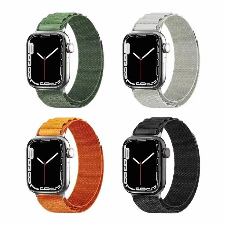 For Apple Watch Series 10 46mm / Ultra 2 Ultra 49mm /  Series 9 8 7 45mm / 6 5 4 SE (2023) SE (2022) SE 44mm / 3 2 1 42mm Braided Nylon Smart Watch Band Wrist Strap Replacement, Size: M - Dark Green