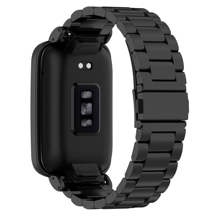 For Xiaomi Mi Band 7 Pro Replacement Smartwatch Band Stainless Steel 3 Beads Wrist Strap with Watch Case - Black