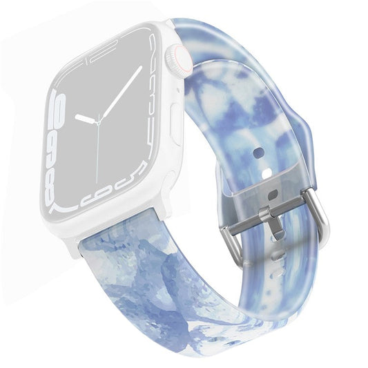 For Apple Watch Series 10 42mm / 9 8 7 41mm / 6 5 4 SE SE (2022) SE (2023) 40mm / 3 2 1 38mm Silicone Watch Band Rainbow Color Watch Strap Quick Release Watchband - Ice Blue