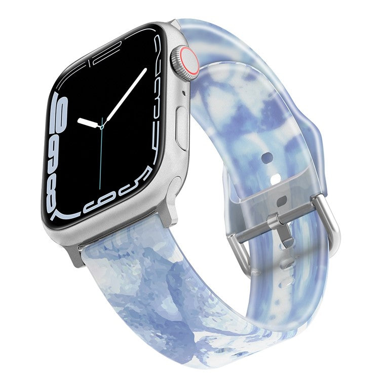 For Apple Watch Series 10 42mm / 9 8 7 41mm / 6 5 4 SE SE (2022) SE (2023) 40mm / 3 2 1 38mm Silicone Watch Band Rainbow Color Watch Strap Quick Release Watchband - Ice Blue