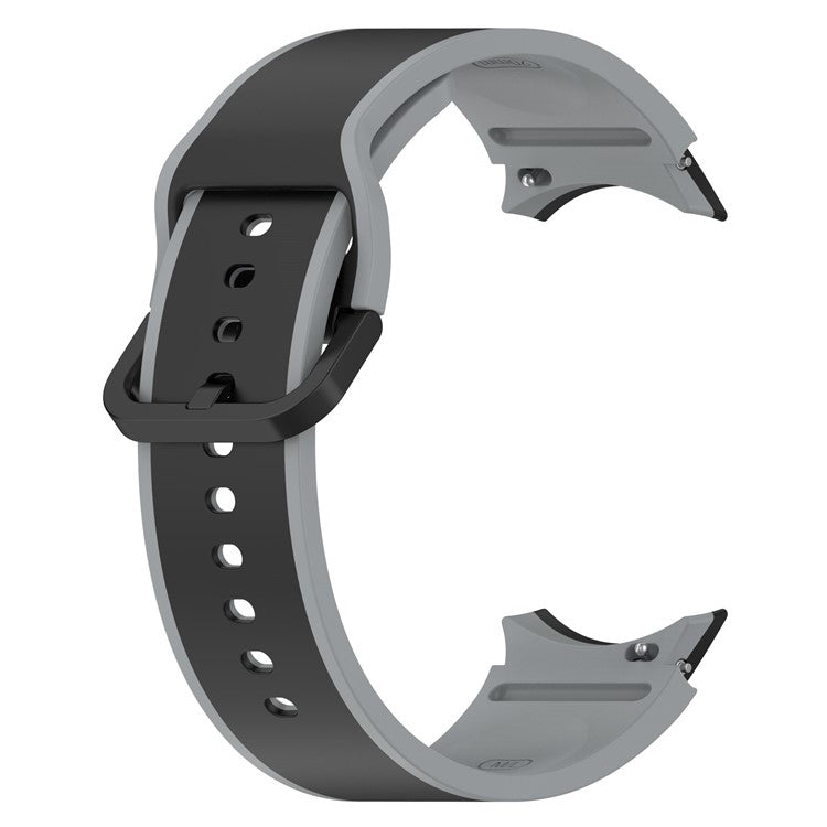 For Samsung Galaxy Watch 5 40mm / 44mm  /  5 Pro 45mm  /  Watch4 40mm / 44mm  /  Watch4 Classic 42mm / 46mm Dual-Color Watch Band Universal Watch Strap Silicone Watchband - Black / Grey