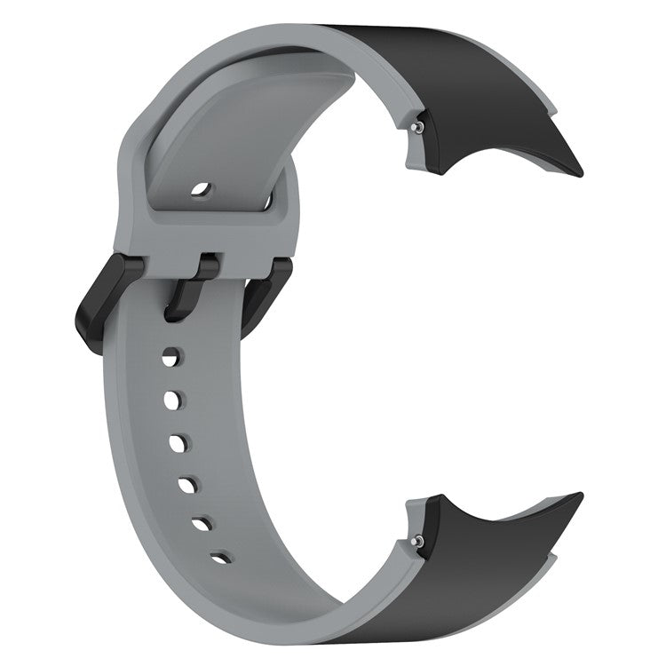 For Samsung Galaxy Watch 5 40mm / 44mm  /  5 Pro 45mm  /  Watch4 40mm / 44mm  /  Watch4 Classic 42mm / 46mm Dual-Color Watch Band Universal Watch Strap Silicone Watchband - Black / Grey