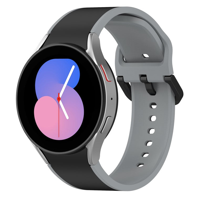 For Samsung Galaxy Watch 5 40mm / 44mm  /  5 Pro 45mm  /  Watch4 40mm / 44mm  /  Watch4 Classic 42mm / 46mm Dual-Color Watch Band Universal Watch Strap Silicone Watchband - Black / Grey