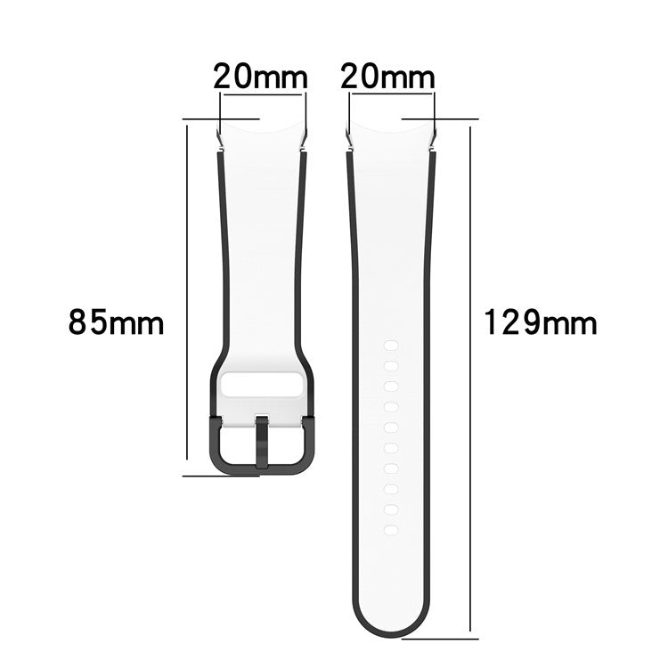 For Samsung Galaxy Watch 5 40mm / 44mm  /  5 Pro 45mm  /  Watch4 40mm / 44mm  /  Watch4 Classic 42mm / 46mm Dual-Color Watch Band Universal Watch Strap Silicone Watchband - Black / Grey