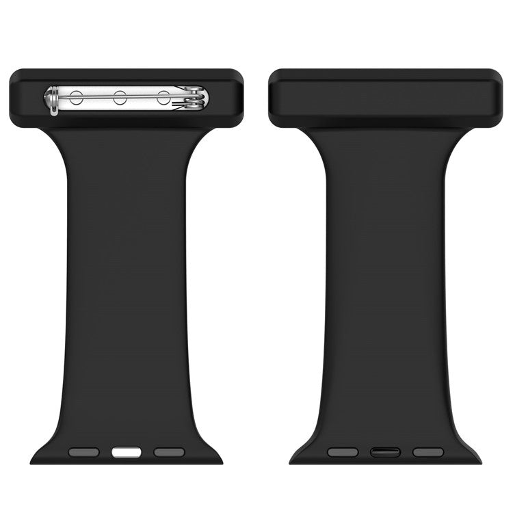 For Apple Apple Watch Series 10 46mm / Ultra 2 Ultra 49mm /  Series 9 8 7 45mm / 6 5 4 SE (2023) SE (2022) SE 44mm / 3 2 1 42mm, Doctor Nurse Watch Strap Silicone Watchband Hanging Buckle - Black