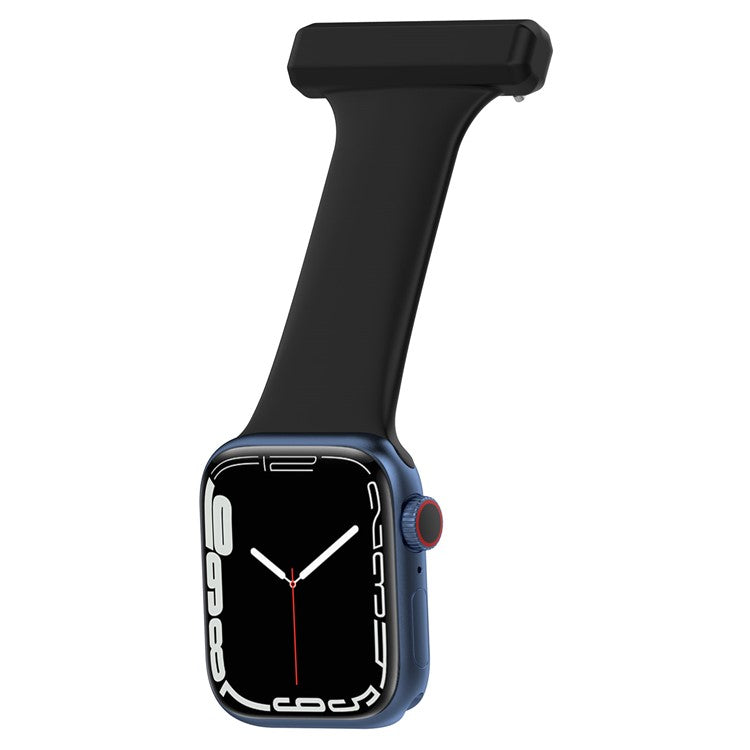 For Apple Apple Watch Series 10 46mm / Ultra 2 Ultra 49mm /  Series 9 8 7 45mm / 6 5 4 SE (2023) SE (2022) SE 44mm / 3 2 1 42mm, Doctor Nurse Watch Strap Silicone Watchband Hanging Buckle - Black