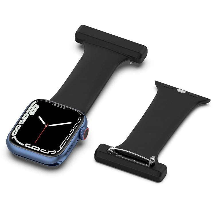 For Apple Apple Watch Series 10 46mm / Ultra 2 Ultra 49mm /  Series 9 8 7 45mm / 6 5 4 SE (2023) SE (2022) SE 44mm / 3 2 1 42mm, Doctor Nurse Watch Strap Silicone Watchband Hanging Buckle - Black