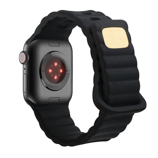 For Apple Watch Series 10 46mm / Ultra 2 Ultra 49mm /  Series 9 8 7 45mm / 6 5 4 SE (2023) SE (2022) SE 44mm / 3 2 1 42mm Quick Release Silicone Watch Strap Watchband with Button - Black