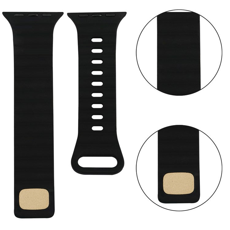 For Apple Watch Series 10 46mm / Ultra 2 Ultra 49mm /  Series 9 8 7 45mm / 6 5 4 SE (2023) SE (2022) SE 44mm / 3 2 1 42mm Quick Release Silicone Watch Strap Watchband with Button - Black
