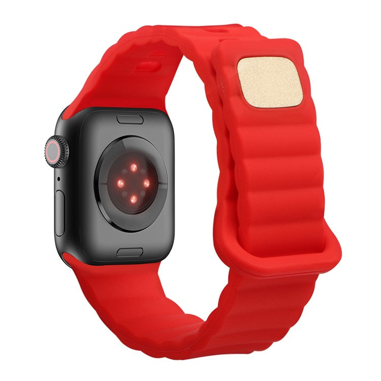 For Apple Watch Series 10 46mm / Ultra 2 Ultra 49mm /  Series 9 8 7 45mm / 6 5 4 SE (2023) SE (2022) SE 44mm / 3 2 1 42mm Quick Release Silicone Watch Strap Watchband with Button - Red