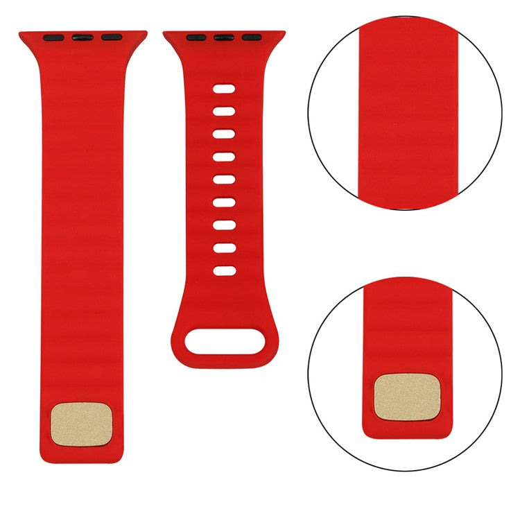 For Apple Watch Series 10 46mm / Ultra 2 Ultra 49mm /  Series 9 8 7 45mm / 6 5 4 SE (2023) SE (2022) SE 44mm / 3 2 1 42mm Quick Release Silicone Watch Strap Watchband with Button - Red
