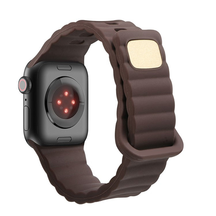 For Apple Watch Series 10 46mm / Ultra 2 Ultra 49mm /  Series 9 8 7 45mm / 6 5 4 SE (2023) SE (2022) SE 44mm / 3 2 1 42mm Quick Release Silicone Watch Strap Watchband with Button - Coffee