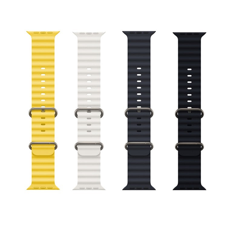 For Apple Watch Series 10 42mm / 9 8 7 41mm / 6 5 4 SE SE (2022) SE (2023) 40mm / 3 2 1 38mm Ocean Band Adjustable Silicone Sport Loop Strap - Midnight Black
