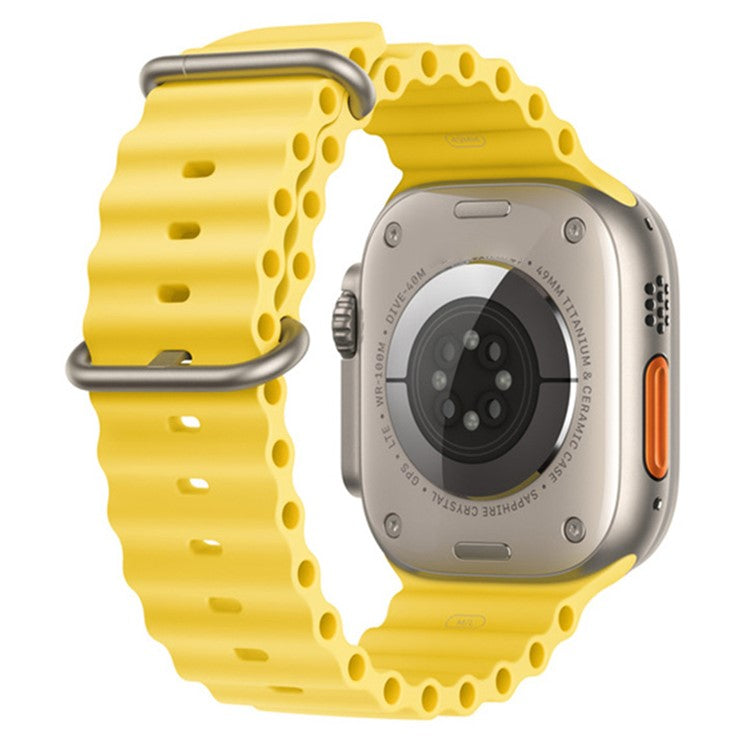 For Apple Watch Series 10 42mm / 9 8 7 41mm / 6 5 4 SE SE (2022) SE (2023) 40mm / 3 2 1 38mm Ocean Band Adjustable Silicone Sport Loop Strap - Yellow