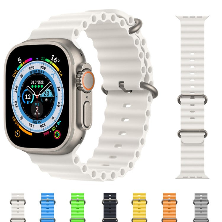 For Apple Watch Series 10 42mm / 9 8 7 41mm / 6 5 4 SE SE (2022) SE (2023) 40mm / 3 2 1 38mm Ocean Band Adjustable Silicone Sport Loop Strap - Yellow