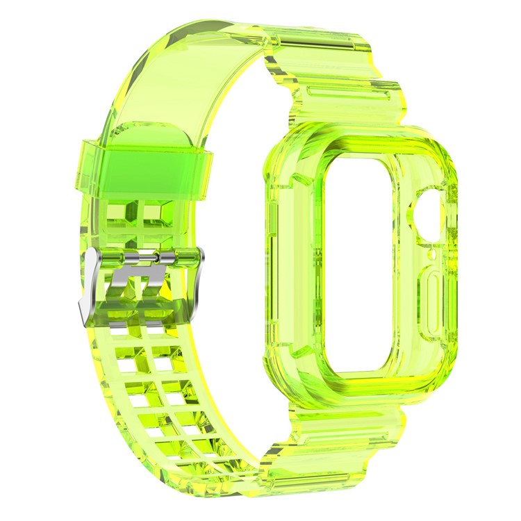 For Apple Watch Series 8 7 45mm / 6 5 4 SE SE (2022) 44mm / 3 2 1 42mm Integrated Watch Case Adjustable Watch Strap - Yellow