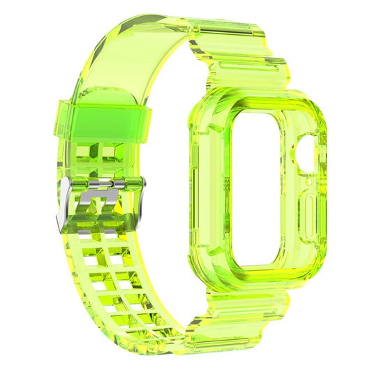 For Apple Watch Series 8 7 45mm / 6 5 4 SE SE (2022) 44mm / 3 2 1 42mm Integrated Watch Case Adjustable Watch Strap - Yellow