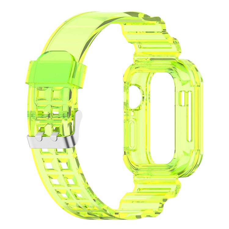 For Apple Watch Series 8 7 45mm / 6 5 4 SE SE (2022) 44mm / 3 2 1 42mm Integrated Watch Case Adjustable Watch Strap - Yellow