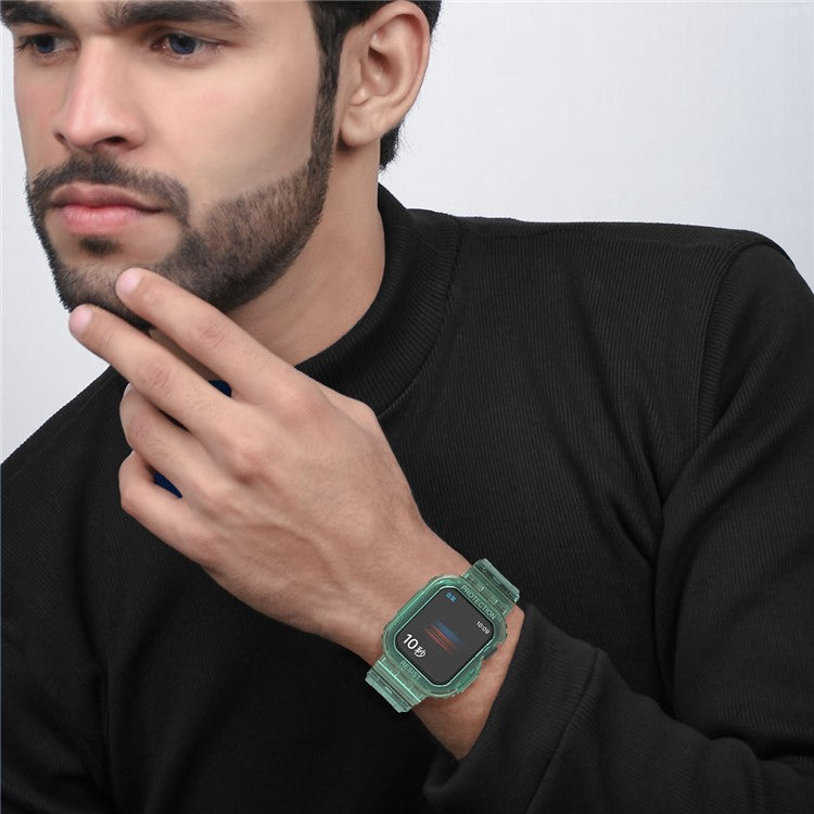 For Apple Watch Series 8 7 45mm / 6 5 4 SE SE (2022) 44mm / 3 2 1 42mm Smart Watch Band TPU Wrist Strap Replacement with Protective Watch Case - Transparent Green
