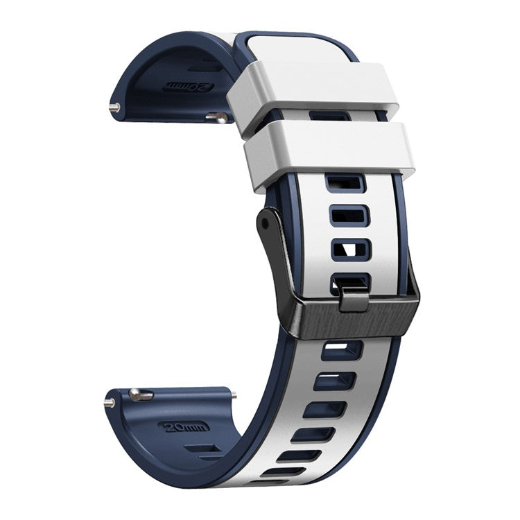 For Samsung Galaxy Watch3 41mm / Gear Sport / Garmin Vivomove 3 Silicone Watch Band 20mm Dual Color Sport Strap Replacement  - White / Blue