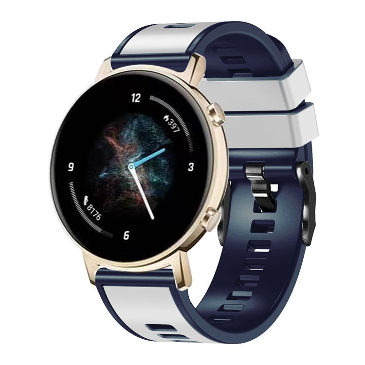 For Samsung Galaxy Watch3 41mm / Gear Sport / Garmin Vivomove 3 Silicone Watch Band 20mm Dual Color Sport Strap Replacement  - White / Blue