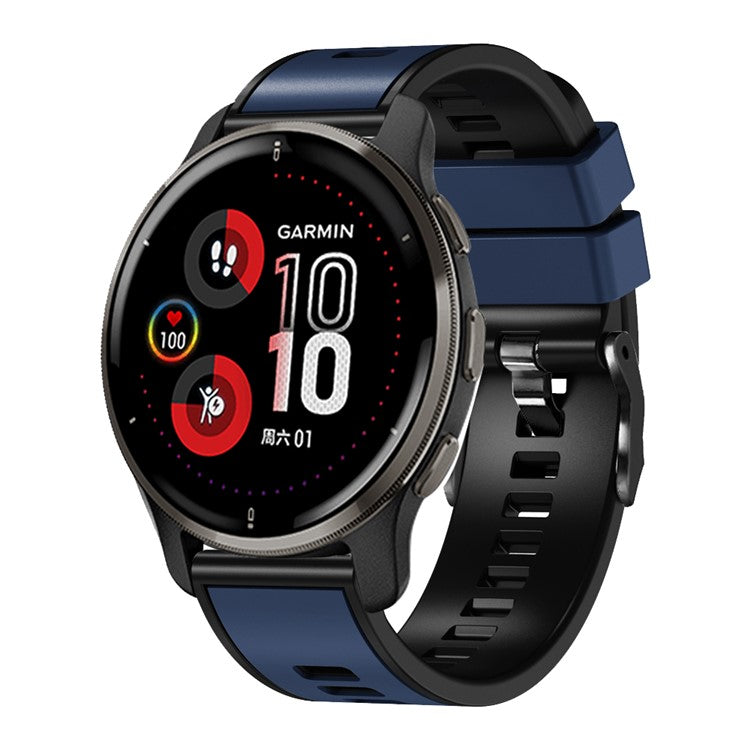 For Samsung Galaxy Watch3 41mm / Gear Sport / Garmin Vivomove 3 Silicone Watch Band 20mm Dual Color Sport Strap Replacement  - Dark Blue / Black