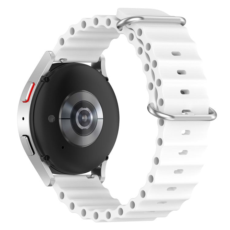 For Samsung Galaxy Watch3 41mm / Gear Sport Universal 20mm Wave Design Silicone Replacement Strap Solid Color Wrist Band - White