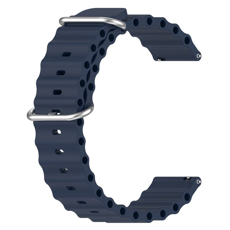 For Samsung Galaxy Watch3 41mm / Gear Sport Universal 20mm Wave Design Silicone Replacement Strap Solid Color Wrist Band - Dark Blue