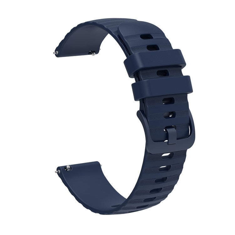 For Samsung Galaxy Watch3 45mm R840 / Galaxy Watch 46mm / Garmin Forerunner 255 Silicone Watch Bands 22mm Wave Grain Dots Replacement Watch Straps - Navy Blue