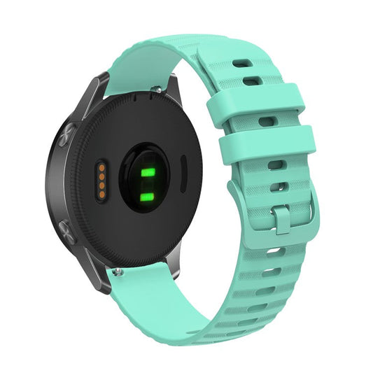For Samsung Galaxy Watch3 45mm R840 / Galaxy Watch 46mm / Garmin Forerunner 255 Silicone Watch Bands 22mm Wave Grain Dots Replacement Watch Straps - Teal Green