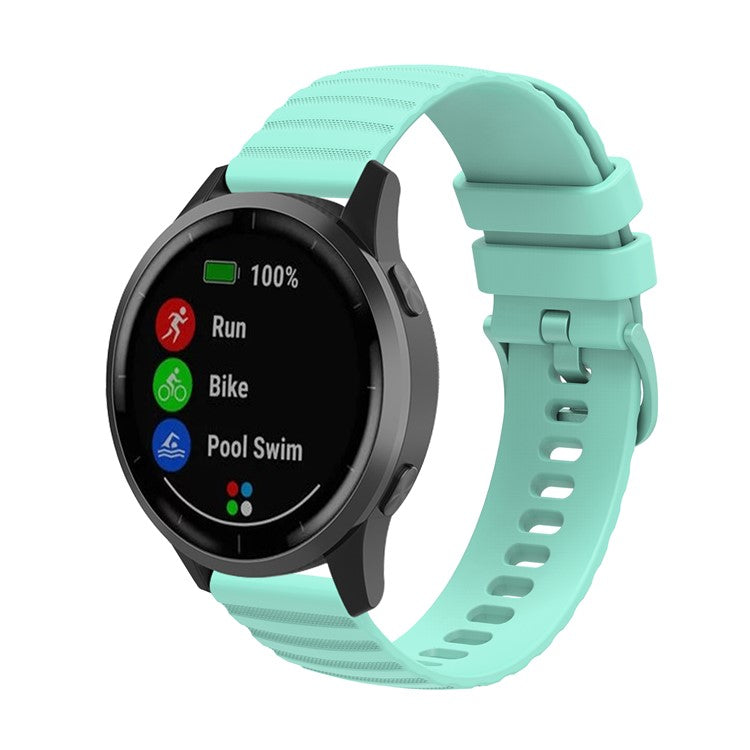 For Samsung Galaxy Watch3 45mm R840 / Galaxy Watch 46mm / Garmin Forerunner 255 Silicone Watch Bands 22mm Wave Grain Dots Replacement Watch Straps - Teal Green