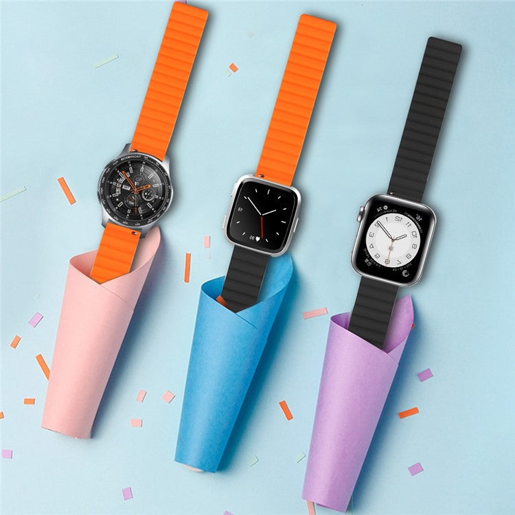 For Samsung Galaxy Watch 3 45mm / Gear S3 Frontier / Classic Magnetic Silicone Watch Band 22mm Quick Release Smart Watch, Size: L - Red