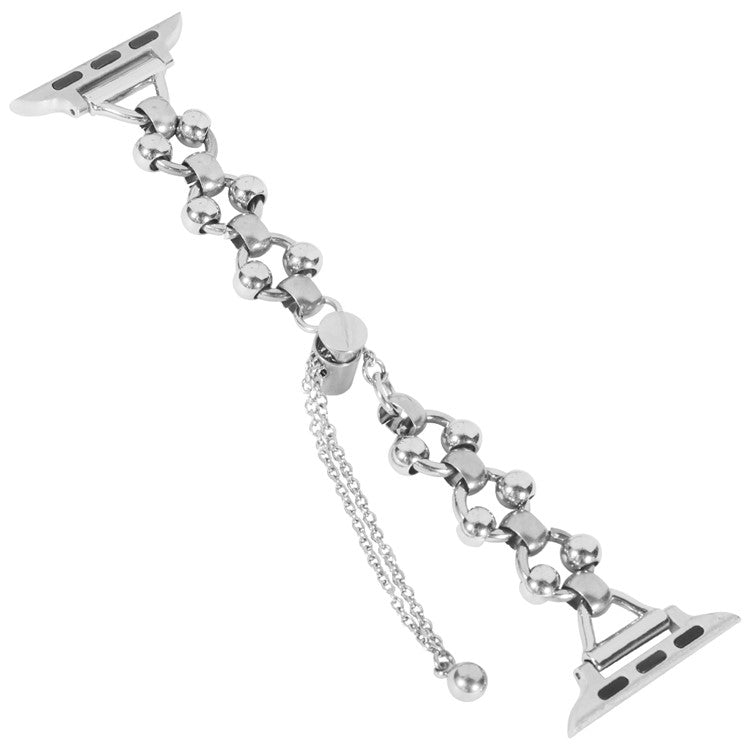 For Apple Watch Series 10 42mm / 9 8 7 41mm / 6 5 4 SE SE (2022) SE (2023) 40mm / 3 2 1 38mm Beads Decor Watch Bracelet Band Metal Wristband Strap - Silver