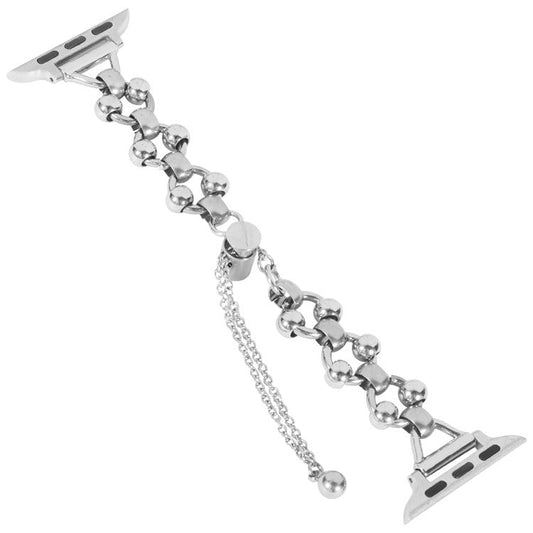 For Apple Watch Series 10 42mm / 9 8 7 41mm / 6 5 4 SE SE (2022) SE (2023) 40mm / 3 2 1 38mm Beads Decor Watch Bracelet Band Metal Wristband Strap - Silver