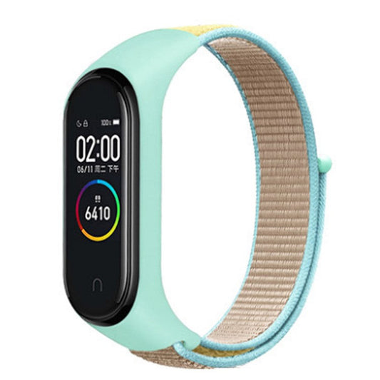 For Xiaomi Mi Band 3 / 4 / 5 / 6 / 7 Nylon Watch Band Adjustable Sport Loop Strap Wristband Replacement - Camel