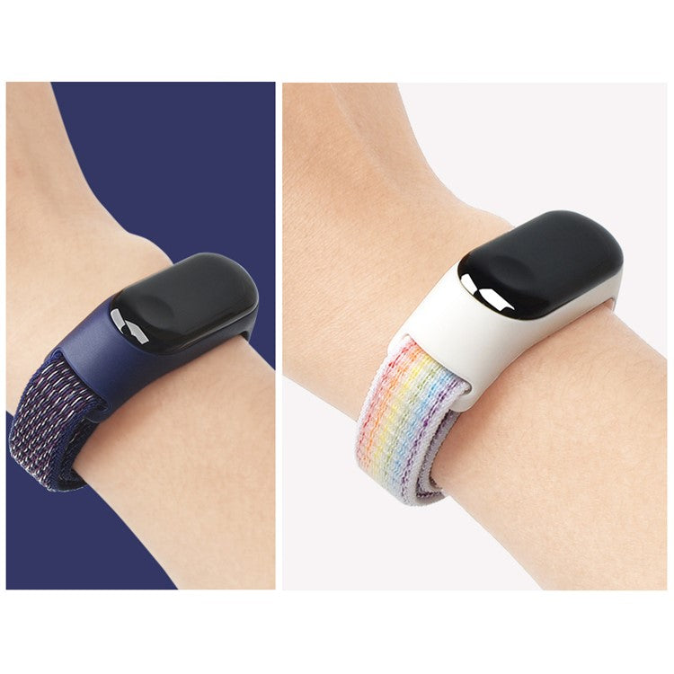 For Xiaomi Mi Band 3 / 4 / 5 / 6 / 7 Nylon Watch Band Adjustable Sport Loop Strap Wristband Replacement - All Black