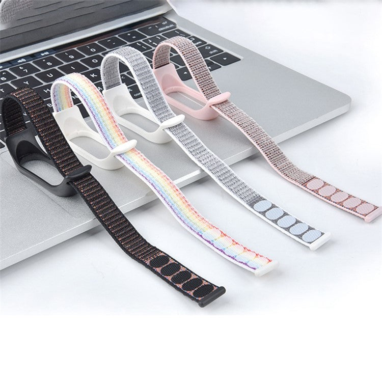For Xiaomi Mi Band 3 / 4 / 5 / 6 / 7 Nylon Watch Band Adjustable Sport Loop Strap Wristband Replacement - All Black