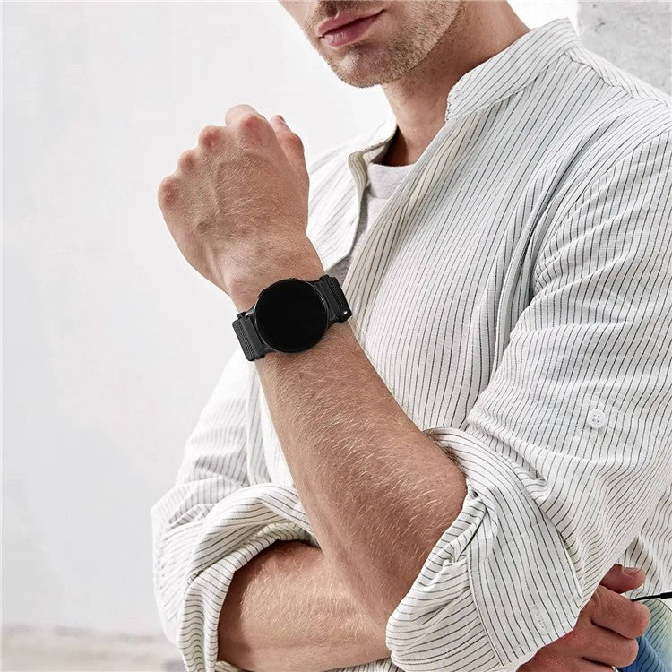 For Samsung Galaxy Watch6 40mm 44mm / Watch6 Classic 43mm 47mm / Watch 5 40mm 44mm / 5 Pro 45mm / Watch4 40mm 44mm Nylon Watch Band G-hook Metal Buckle Replacement Watch Strap - Black