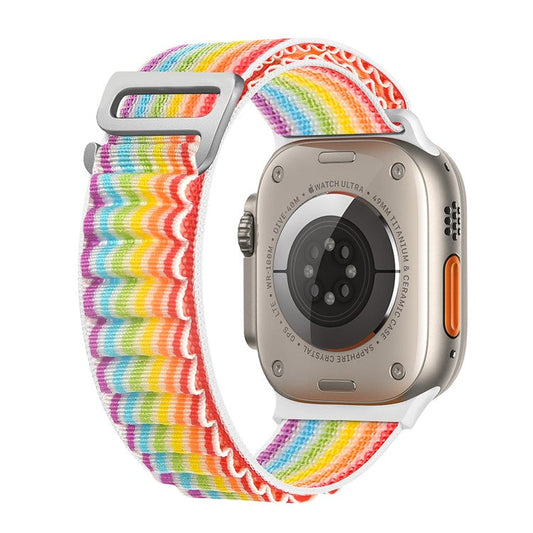 For Apple Watch Series 10 46mm / Ultra 2 Ultra 49mm /  Series 9 8 7 45mm / 6 5 4 SE (2023) SE (2022) SE 44mm / 3 2 1 42mm Plastic Buckle Replacement Nylon Watch Strap - Colorful