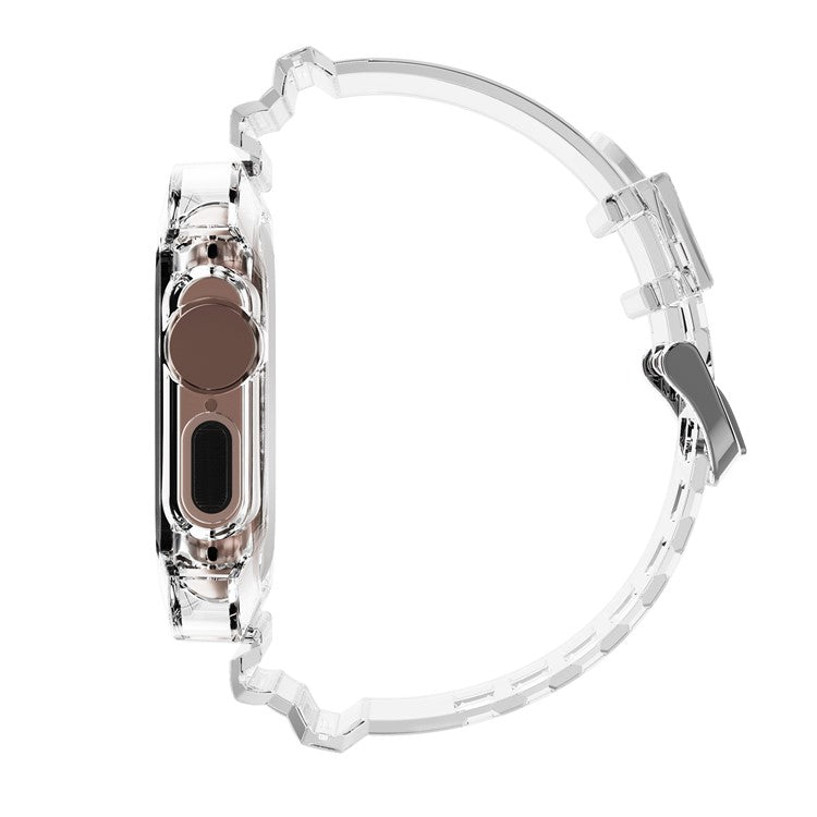 For Apple Watch Ultra 49mm Two Row Holes TPU Smart Watch Band Replacement Wrist Strap Integrated with Watch Case - Transparent Green