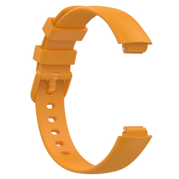 For Fitbit Inspire 3 Solid Color Silicone Watch Band Adjustable Pin Buckle Wrist Strap Replacement, Size: L - Yellow