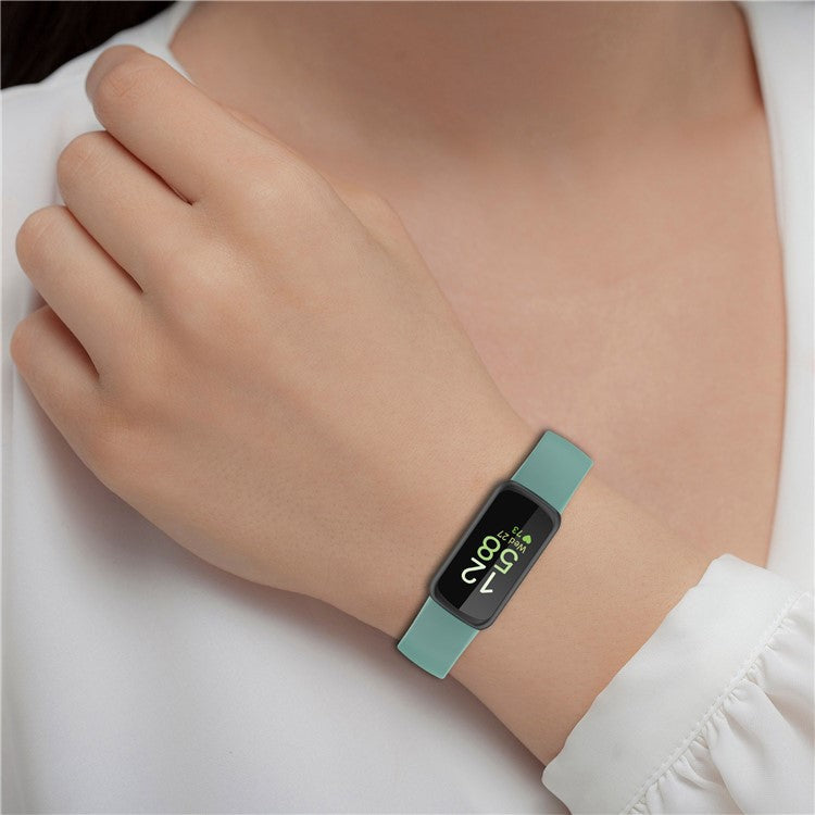 For Fitbit Inspire 3 Solid Color Silicone Watch Band Adjustable Pin Buckle Wrist Strap Replacement, Size: L - Yellow