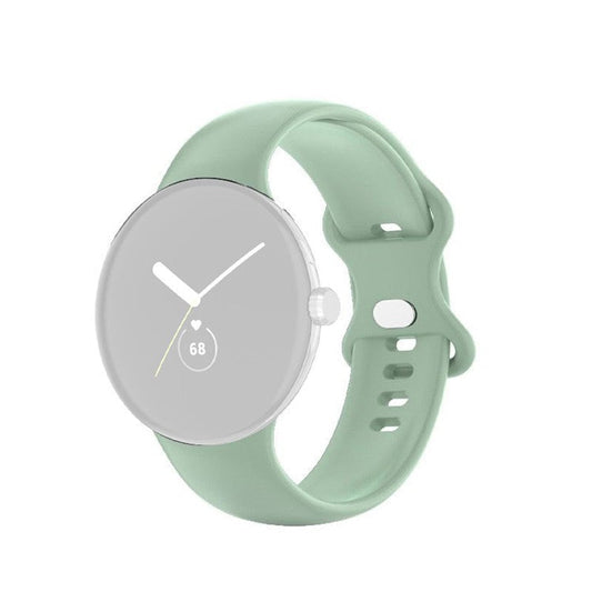 For Google Pixel Watch 3 41mm / Watch 2 / Pixel Watch Men Silicone Watch Band Solid Color Adjustable Replacement Wrist Strap, Size L - Grey Green
