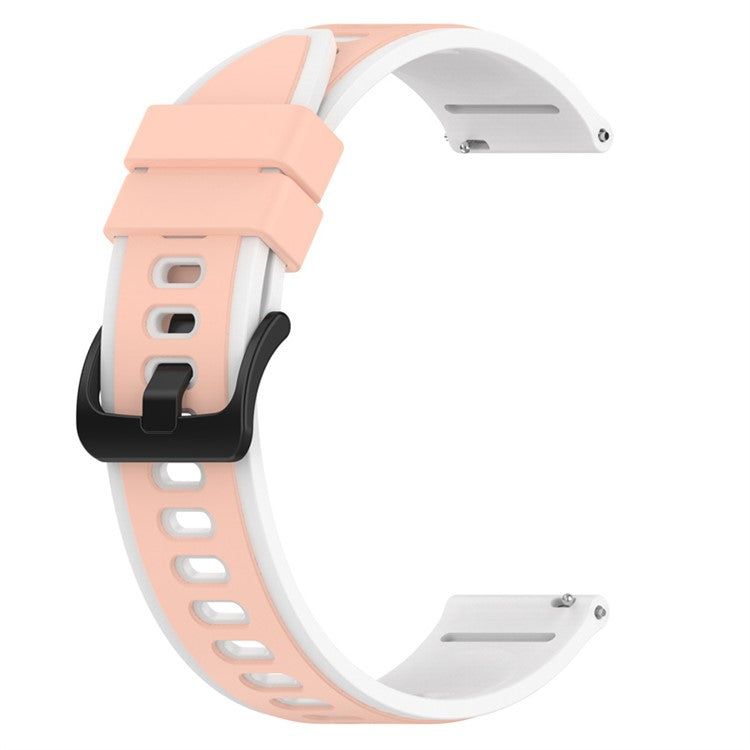 For Samsung Galaxy Watch6 40mm 44mm / Watch6 Classic 43mm 47mm / Watch 5 40mm 44mm / 5 Pro 45mm / Watch4 40mm 44mm Silicone Watch Band Dual-Color Quick Release Strap - Official Pink  /  White