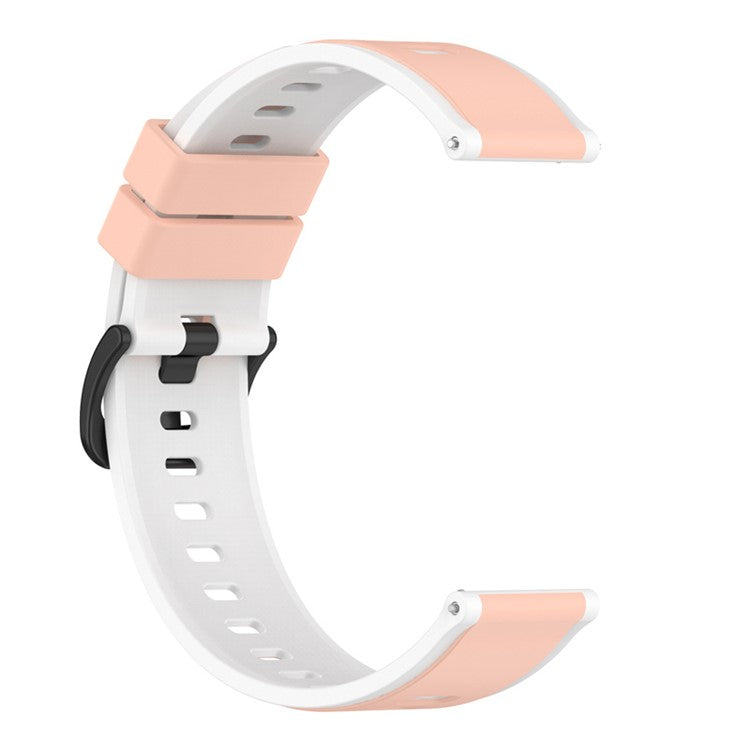 For Samsung Galaxy Watch6 40mm 44mm / Watch6 Classic 43mm 47mm / Watch 5 40mm 44mm / 5 Pro 45mm / Watch4 40mm 44mm Silicone Watch Band Dual-Color Quick Release Strap - Official Pink  /  White
