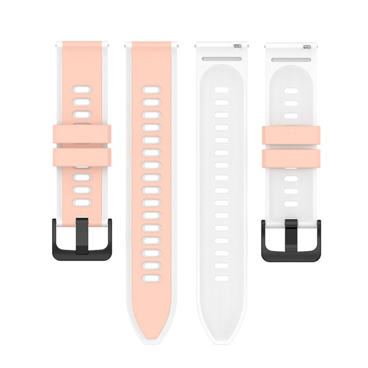 For Samsung Galaxy Watch6 40mm 44mm / Watch6 Classic 43mm 47mm / Watch 5 40mm 44mm / 5 Pro 45mm / Watch4 40mm 44mm Silicone Watch Band Dual-Color Quick Release Strap - Official Pink  /  White