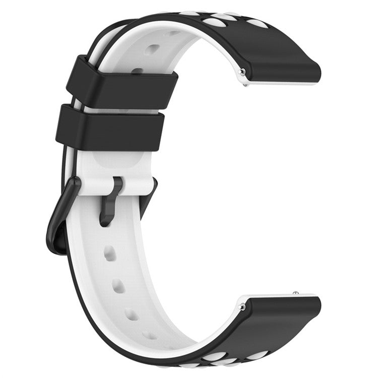 For Samsung, Huawei, Huami, Polar Universal Watch Band Silicone 20mm Watch Strap with Multi Round Holes - Black / White