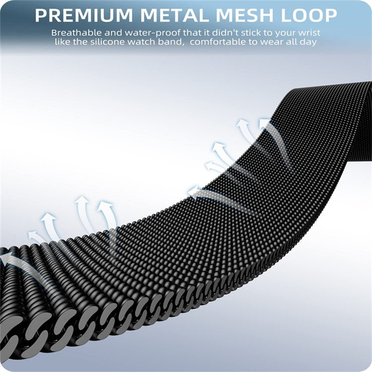 For Samsung Galaxy Watch 5 Pro 45mm Metal Magnetic Watch Band Mesh Woven Strap Replacement with Transparent TPU Watch Case - Black